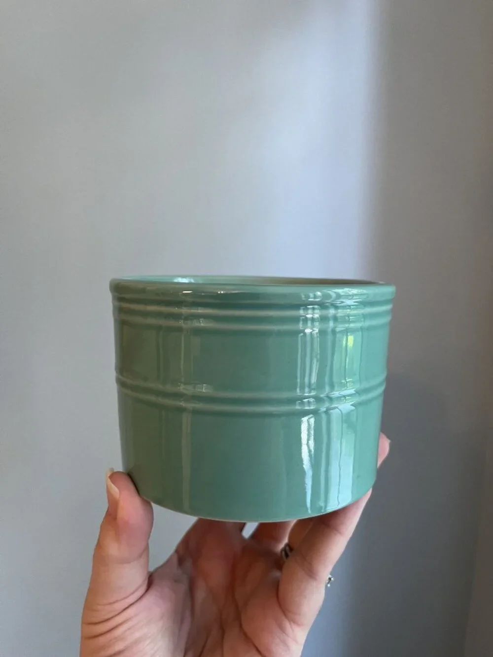 American Atelier Ceramic Salt Crock Green One Pint